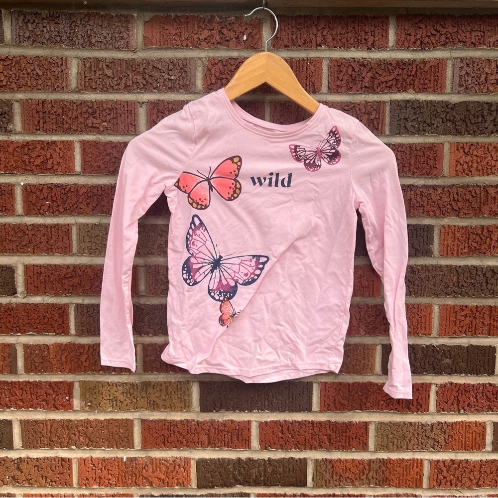 Jumping Beans Light Pink Butterfly WILD Long Sleeve Tee Shirt